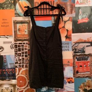 Forever 21 Black Linen Button Up Dress